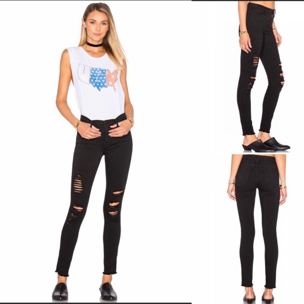 Frame Denim Le High Skinny Jeans in Noir Jefferson size 28